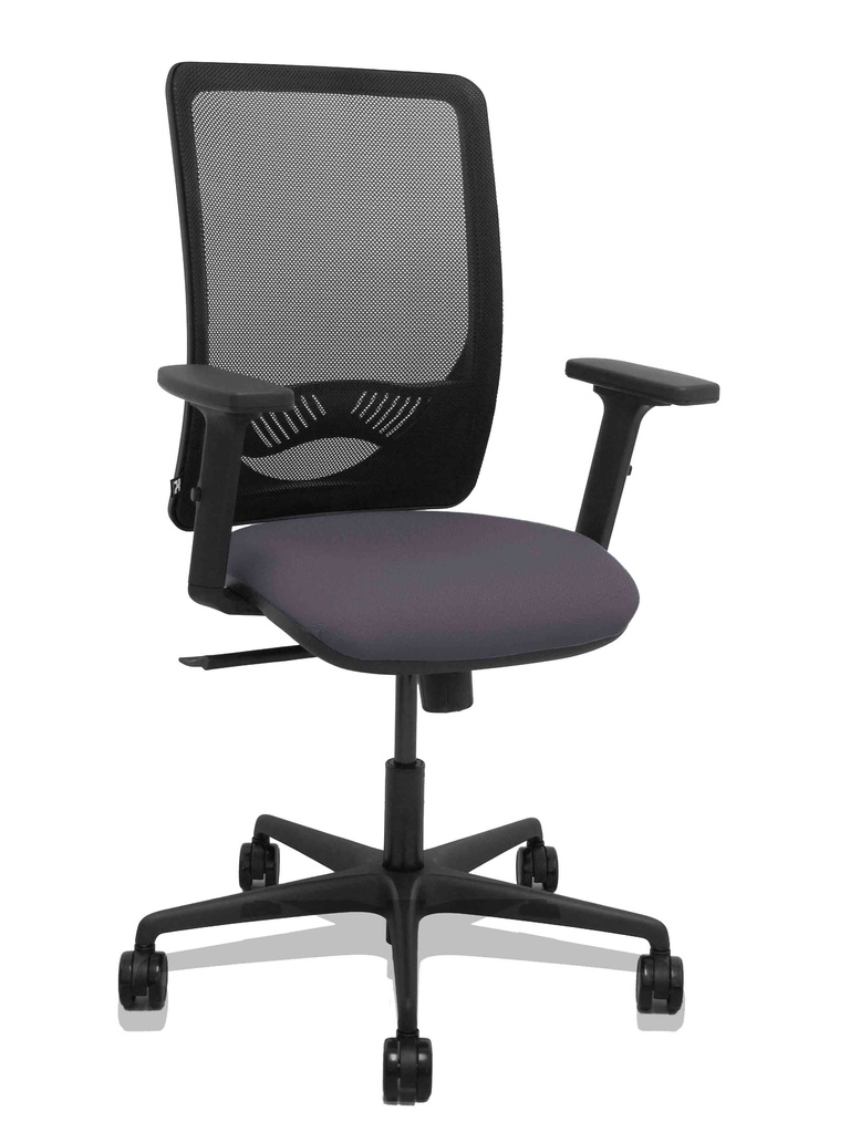 [390SM840B600B2DB68R65] Silla Zulema sincro malla negra asiento bali gris oscuro brazos 2D ruedas 65mm