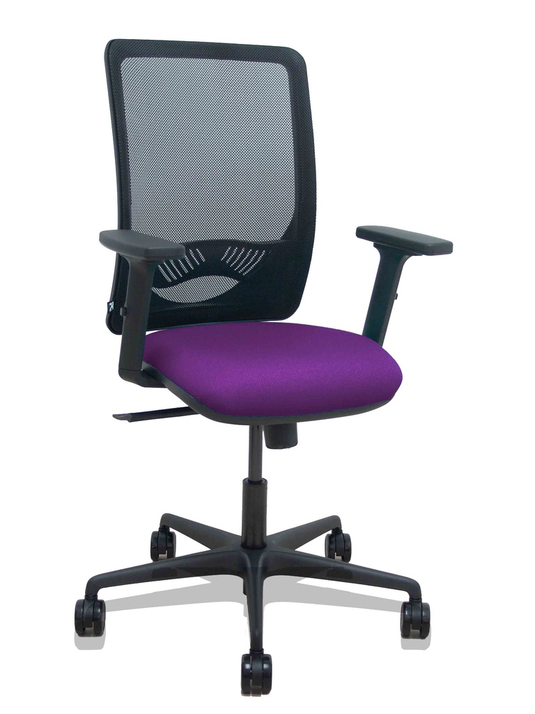 [390SM840B760B2DB68R65] Silla Zulema sincro malla negra asiento bali morado brazos 2D ruedas 65mm