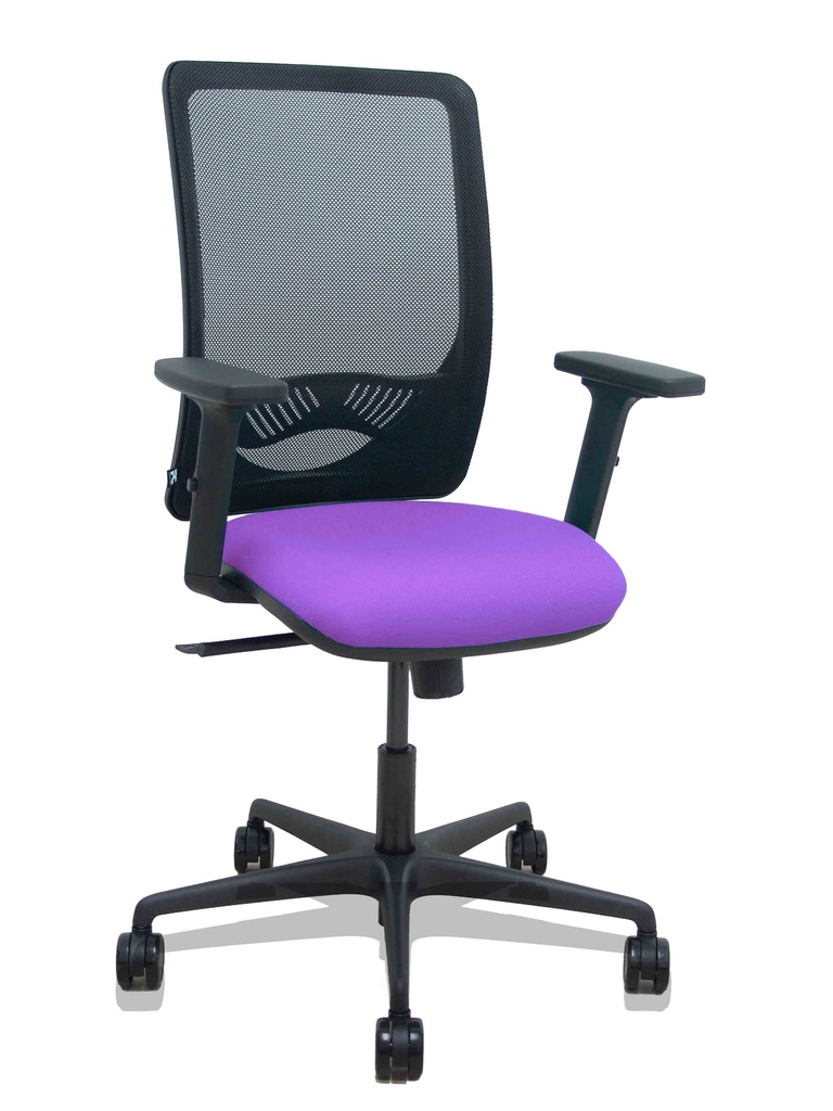 [390SM840B82B2DB68R65] Silla Zulema sincro malla negra asiento bali lila brazos 2D ruedas 65mm