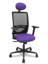 Silla Zulema sincro malla negra asiento bali lila brazos 2D ruedas 65mm cabecero