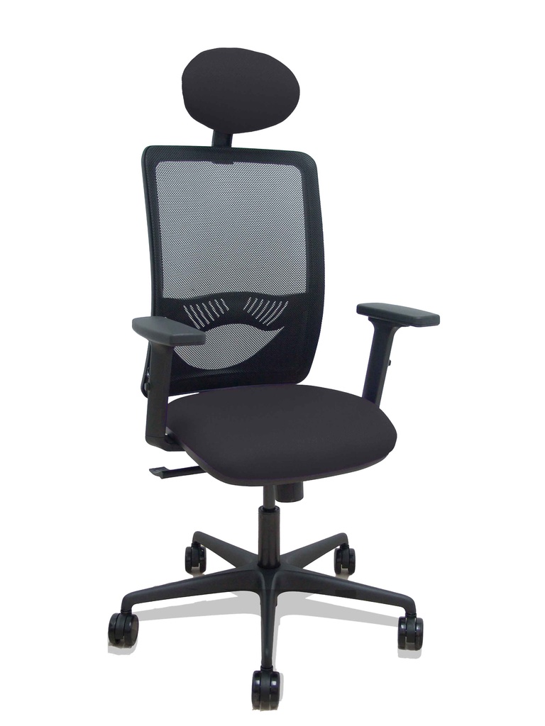 [390SM840B840B2DB68R65C] Silla Zulema sincro malla negra asiento bali negro brazos 2D ruedas 65 cabecero