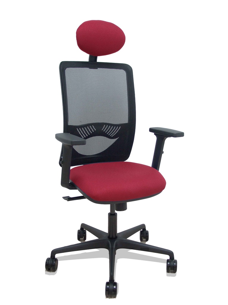 [390SM840B933B2DB68R65C] Silla Zulema sincro malla negra asiento bali granate brazos 2D ruedas 65mm cabecero