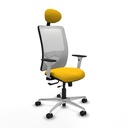 Zulema traslack malla blanca bali amarillo brazos blancos base aluminio cabecero fijo ruedas 65mm nailon