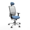 Zulema traslack malla blanca bali azul cielo brazos 1D base aluminio cabecero fijo ruedas 65mm engomadas
