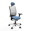 Zulema traslack malla blanca bali azul cielo brazos 3D base aluminio cabecero fijo ruedas 65mm nailon