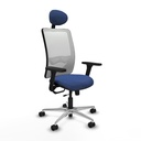 Zulema traslack malla blanca bali azul marino brazos 3D base aluminio cabecero fijo ruedas 65mm nailon