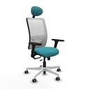 Zulema traslack malla blanca bali turquesa brazos 3D base blanca cabecero fijo ruedas 65mm engomadas