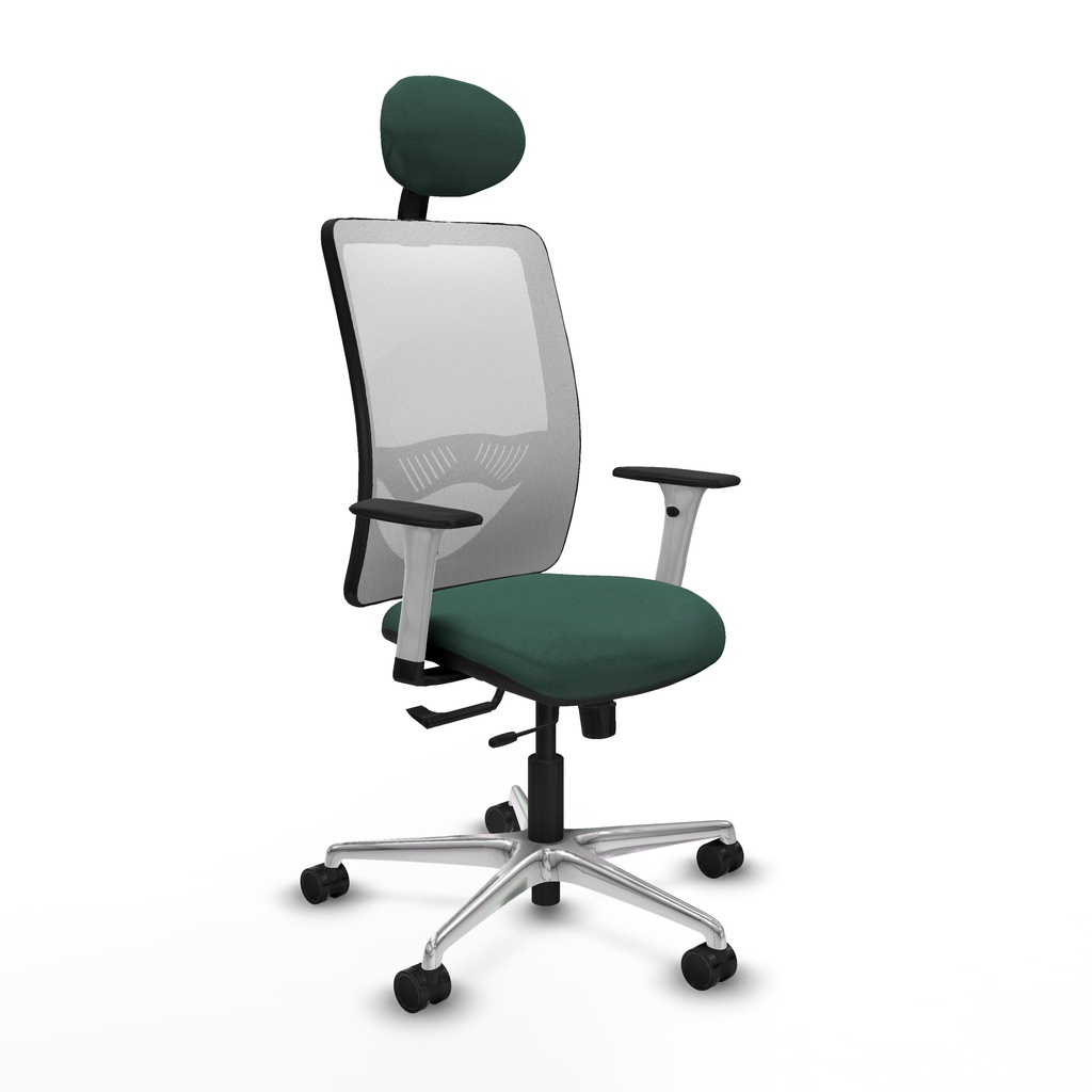 [390STM2B426B1B086N1] Zulema traslack malla blanca bali verde botella brazos blancos base aluminio cabecero fijo ruedas 65mm nailon