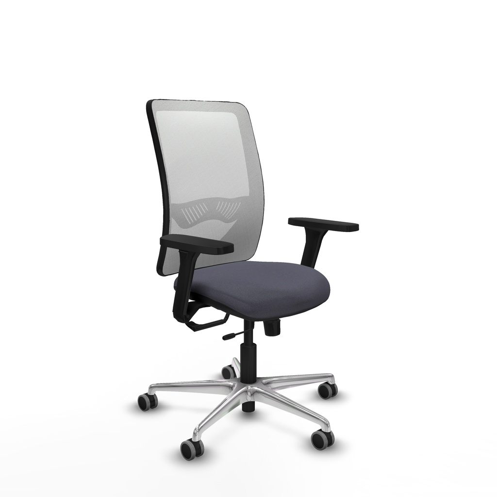 Zulema traslack malla blanca bali gris oscuro brazos 3D base aluminio  ruedas 65mm engomadas
