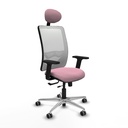 Zulema traslack malla blanca bali rosa brazos 2D base aluminio cabecero fijo ruedas 65mm engomadas