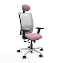 Zulema traslack malla blanca bali rosa brazos 2D base aluminio cabecero fijo ruedas 65mm nailon