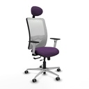 Zulema traslack malla blanca bali morado brazos blancos base aluminio cabecero fijo ruedas 65mm engomadas