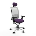 Zulema traslack malla blanca bali morado brazos 2D base aluminio cabecero fijo ruedas 65mm engomadas