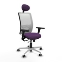 Zulema traslack malla blanca bali morado brazos 3D base aluminio cabecero fijo ruedas 65mm engomadas