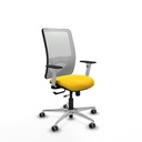 Zulema traslack malla blanca similpiel amarillo brazos blancos base aluminio  ruedas 65mm engomadas