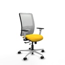 Zulema traslack malla blanca similpiel amarillo brazos blancos base aluminio  ruedas 65mm nailon