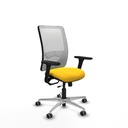 Zulema traslack malla blanca similpiel amarillo brazos 3D base aluminio  ruedas 65mm engomadas
