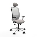 Zulema traslack malla blanca similpiel blanco brazos blancos base aluminio cabecero fijo ruedas 65mm nailon