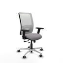Zulema traslack malla blanca similpiel gris brazos 2D base aluminio  ruedas 65mm engomadas
