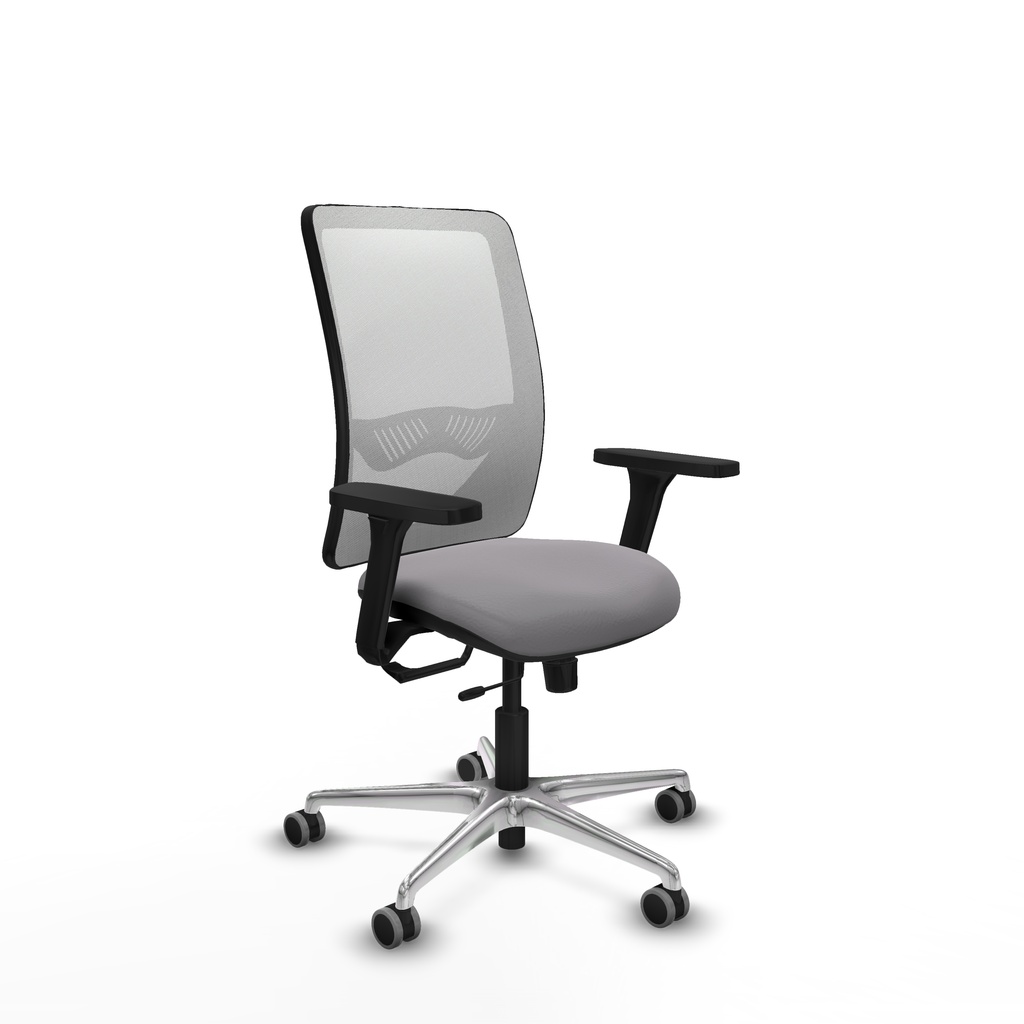 Zulema traslack malla blanca similpiel gris brazos 3D base aluminio  ruedas 65mm engomadas