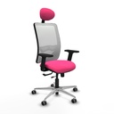 Zulema traslack malla blanca similpiel rosa brazos 2D base aluminio cabecero fijo ruedas 65mm engomadas