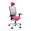 Zulema traslack malla blanca similpiel rosa brazos 3D base blanca cabecero fijo ruedas 65mm nailon