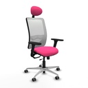 Zulema traslack malla blanca similpiel rosa brazos 3D base aluminio cabecero fijo ruedas 65mm engomadas