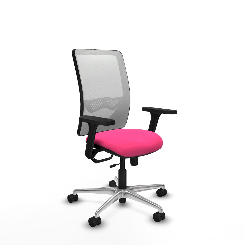Zulema traslack malla blanca similpiel rosa brazos 3D base aluminio  ruedas 65mm nailon