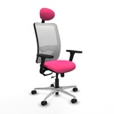 Zulema traslack malla blanca similpiel rosa brazos 3D base aluminio cabecero fijo ruedas 65mm nailon