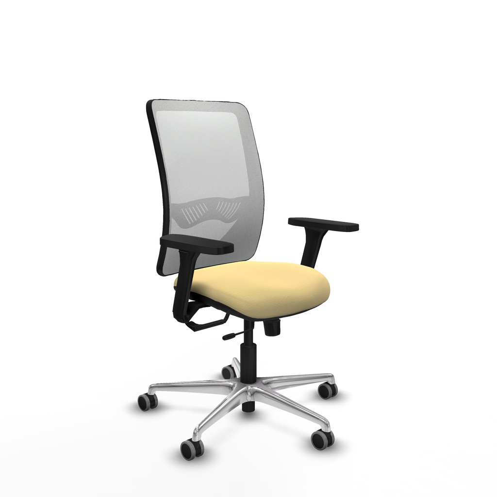 Zulema traslack malla blanca similpiel crema brazos 3D base aluminio  ruedas 65mm engomadas