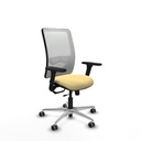 Zulema traslack malla blanca similpiel crema brazos 3D base aluminio  ruedas 65mm engomadas