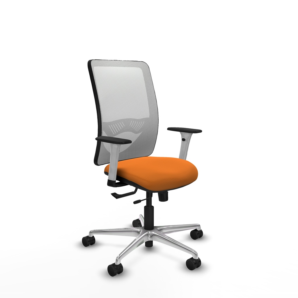Zulema traslack malla blanca similpiel naranja brazos blancos base aluminio  ruedas 65mm nailon