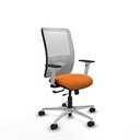 Zulema traslack malla blanca similpiel naranja brazos blancos base aluminio  ruedas 65mm nailon
