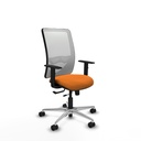 Zulema traslack malla blanca similpiel naranja brazos 1D base aluminio  ruedas 65mm nailon