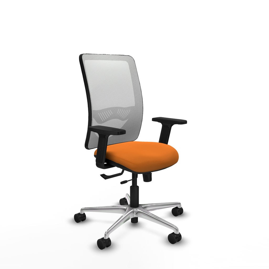 Zulema traslack malla blanca similpiel naranja brazos 2D base aluminio  ruedas 65mm nailon