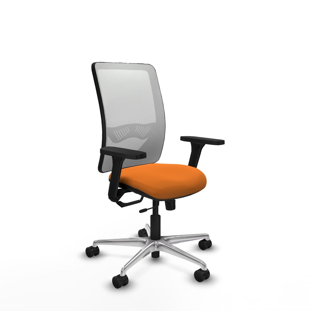 Zulema traslack malla blanca similpiel naranja brazos 3D base aluminio  ruedas 65mm nailon