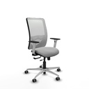 Zulema traslack malla blanca similpiel gris claro brazos blancos base aluminio  ruedas 65mm engomadas