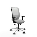 Zulema traslack malla blanca similpiel gris claro brazos 1D base aluminio  ruedas 65mm engomadas