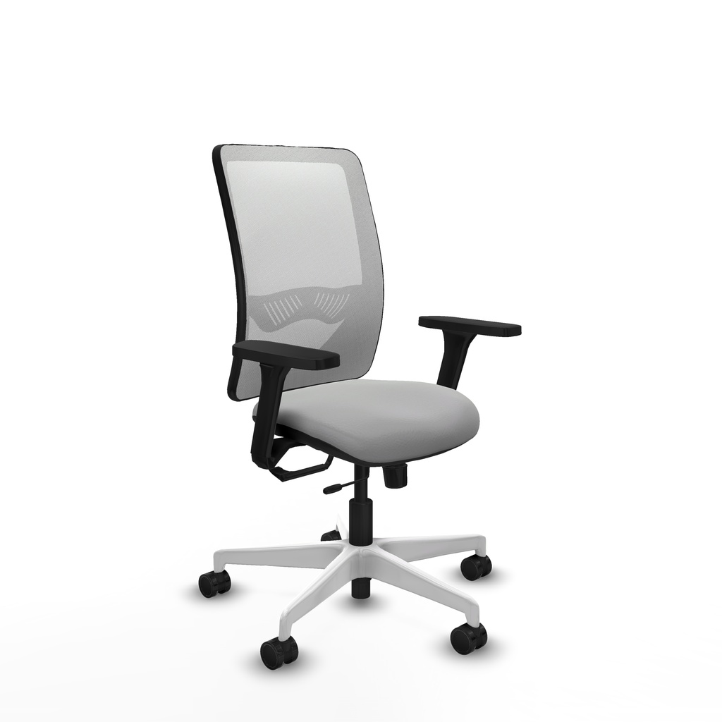 Zulema traslack malla blanca similpiel gris claro brazos 3D base blanca  ruedas 65mm nailon