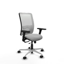Zulema traslack malla blanca similpiel gris claro brazos 3D base aluminio  ruedas 65mm nailon