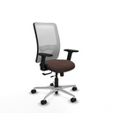 Zulema traslack malla blanca similpiel marrón oscuro brazos 2D base aluminio  ruedas 65mm nailon