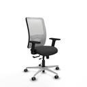 Zulema traslack malla blanca similpiel gris oscuro brazos 2D base aluminio  ruedas 65mm engomadas
