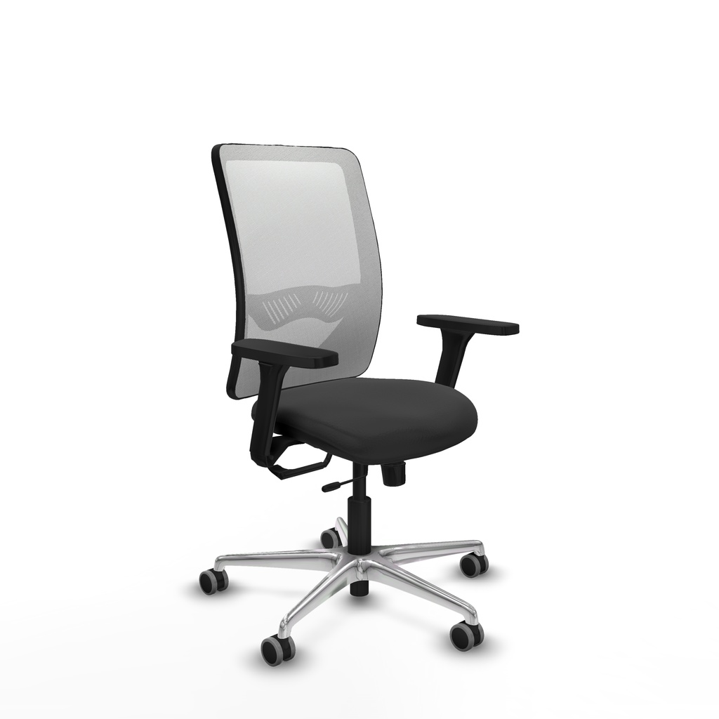 Zulema traslack malla blanca similpiel gris oscuro brazos 3D base aluminio  ruedas 65mm engomadas