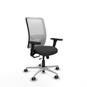 Zulema traslack malla blanca similpiel gris oscuro brazos 3D base aluminio  ruedas 65mm engomadas