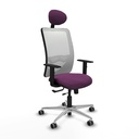Zulema traslack malla blanca similpiel morado brazos 1D base aluminio cabecero fijo ruedas 65mm engomadas