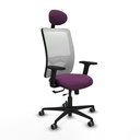 Zulema traslack malla blanca similpiel morado brazos 2D base nailon cabecero fijo ruedas 65mm engomadas