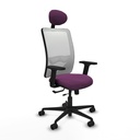 Zulema traslack malla blanca similpiel morado brazos 2D base nailon cabecero fijo ruedas 65mm nailon