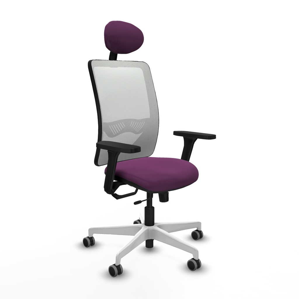 [390STM2S760B3D026G1] Zulema traslack malla blanca similpiel morado brazos 3D base blanca cabecero fijo ruedas 65mm engomadas