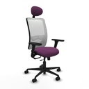 Zulema traslack malla blanca similpiel morado brazos 3D base nailon cabecero fijo ruedas 65mm nailon