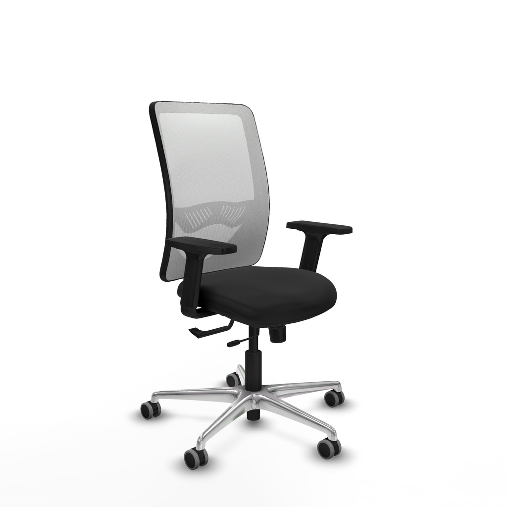 Zulema traslack malla blanca similpiel negro brazos 2D base aluminio  ruedas 65mm engomadas